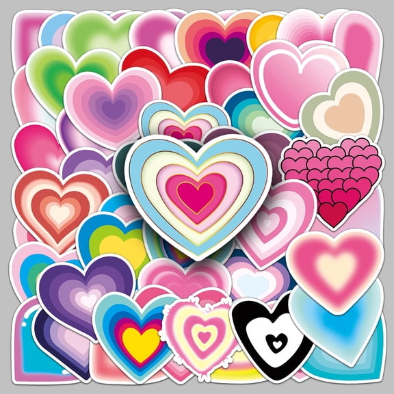 STICKLUV Heart Sticker Pack (50 PCS) Cute Love Waterproof Vinyl Stickers For Luggage, Waterbottles, Laptops