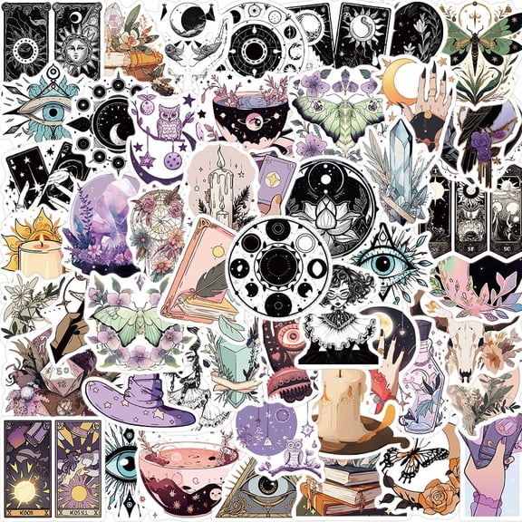 STICKLUV Witch Sticker Pack (50 PCS) Gothic Aesthetic Waterproof Stickers For Luggage, Waterbottles, Laptops