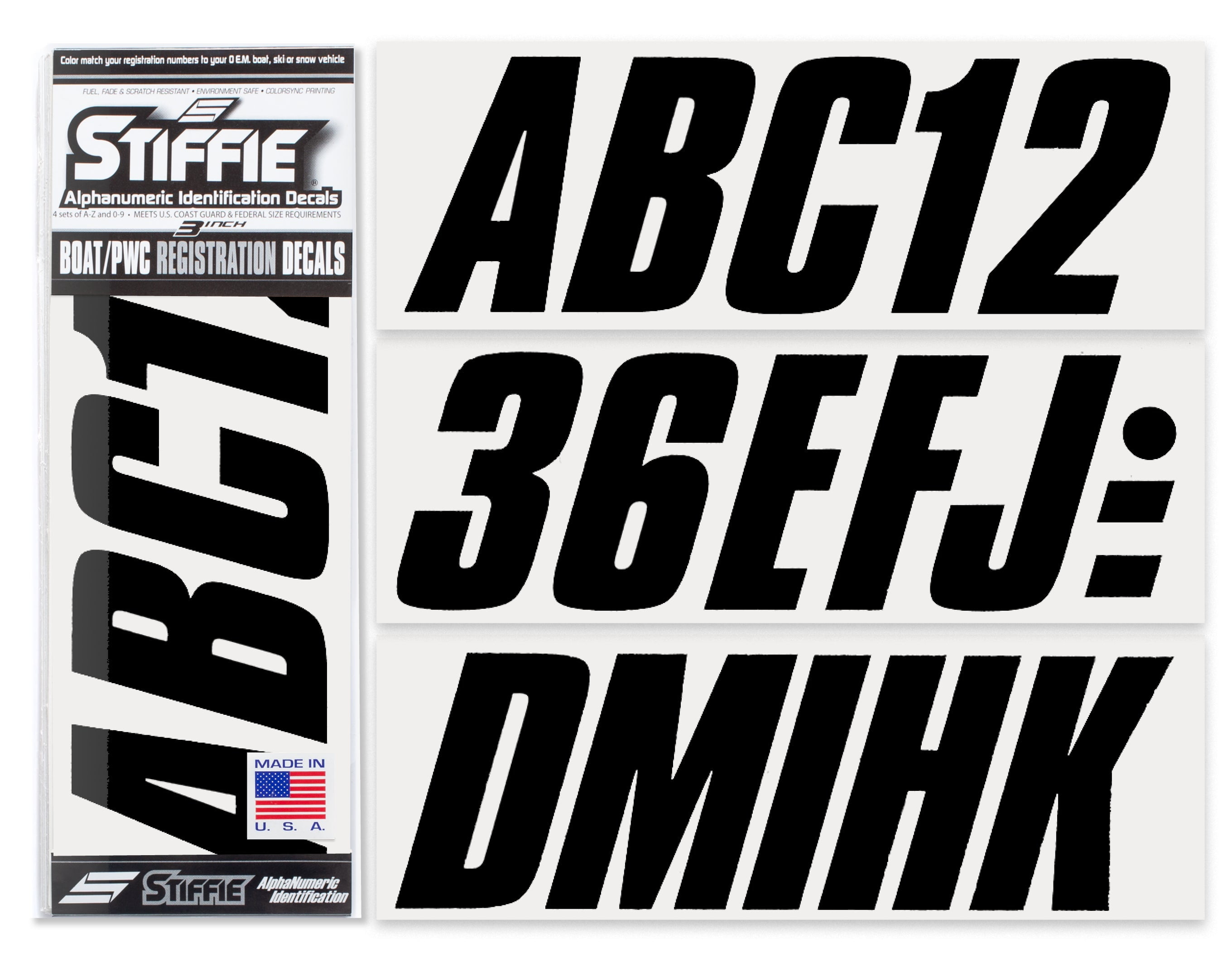 STIFFIE Shift Black 3" ID Kit AlphaNumeric Registration Identification
