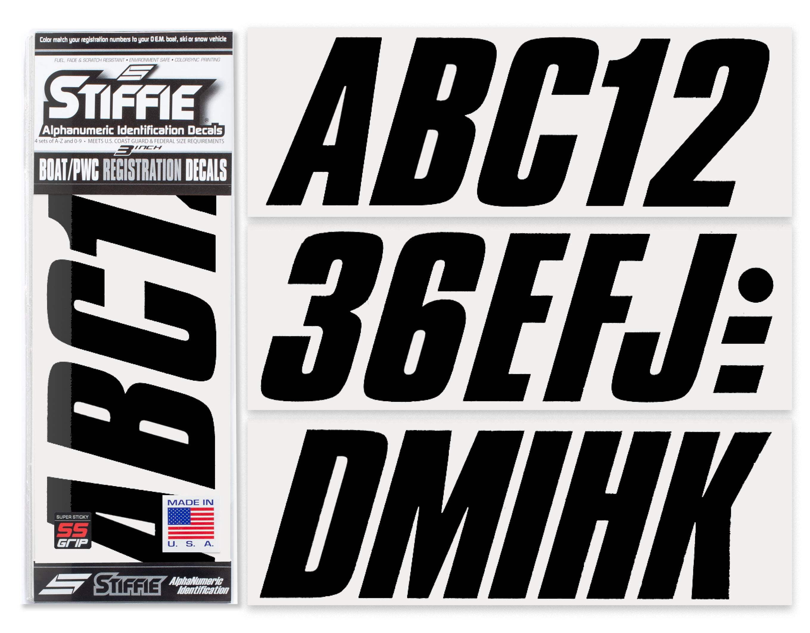 STIFFIE Hardline Boat Registration Numbers - 3 Inch Aqua/Navy Blue Alpha-Numeric Decals For USCG Compliance - View #9