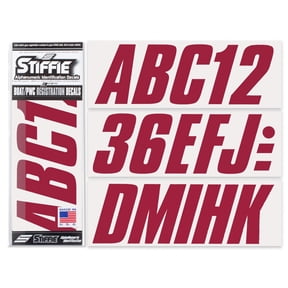 STIFFIE Shift Burgundy 3" Alpha-Numeric Identification Custom Kit Registration Numbers & Letters Marine Stickers Decals for Boats & Personal Watercraft PWC