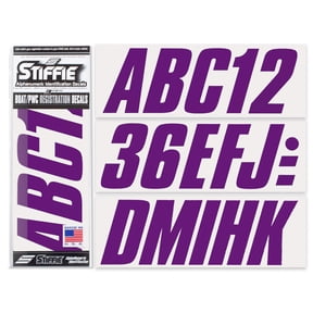 STIFFIE Shift Purple 3" Alpha-Numeric Identification Custom Kit Registration Numbers & Letters Marine Stickers Decals for Boats & Personal Watercraft PWC