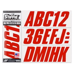STIFFIE Shift Red 3" Alpha-Numeric Identification Custom Kit Registration Numbers & Letters Marine Stickers Decals for Boats & Personal Watercraft PWC
