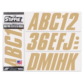 STIFFIE Shift Tan 3" Alpha-Numeric Identification Custom Kit Registration Numbers & Letters Marine Stickers Decals for Boats & Personal Watercraft PWC