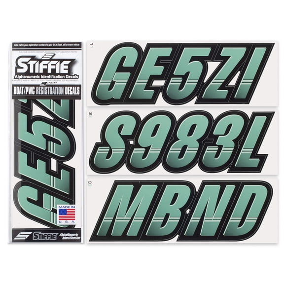 STIFFIE Techtron Cozumel/Black 3" Alpha-Numeric Identification Custom Kit Registration Numbers & Letters Marine Stickers Decals for Boats & Personal Watercraft PWC