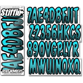 STIFFIE Waveline Mint/Black 3 Boat PWC Registration Decals Numbers Letters Stickers