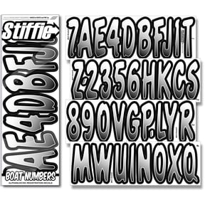 STIFFIE Waveline White/Black 3 Boat PWC Registration Decals Numbers Letters Stickers