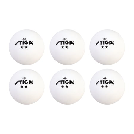 STIGA 2-Star White Table Tennis Balls (6-Pack)