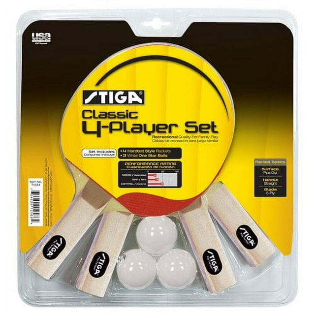 STIGA Classic 4Player Table Tennis Set with 4 paddles & 3 balls