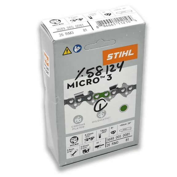 STIHL 26 RM3 81 .063" Gauge .325" Pitch 20" Chainsaw Chain 3689 005 0081