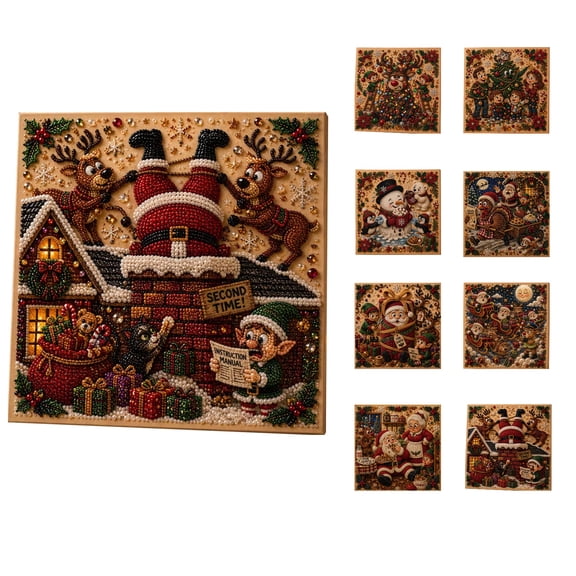 STIJGGN Diamond Art Craft Kit, Christmas Santa Reindeer Canvas Design, Beginner-Friendly Holiday Home Decor & Creative DIY Gift
