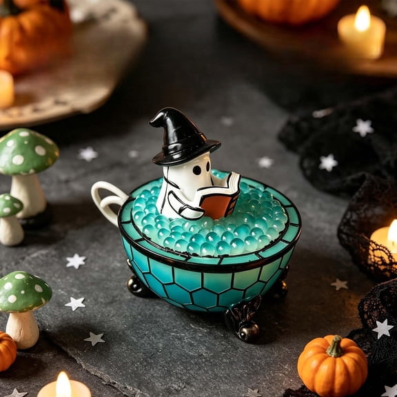STIJGGN Ghost Bubble Bath Lamp, Cute Spooky LED Night Light for Bathroom Decor, Ghost-Themed Resin Lamp, Halloween Party Gift Idea for K*ids