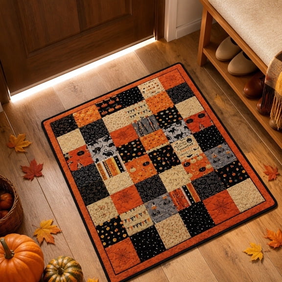 STIJGGN Halloween Outdoor Doormats, Anti Slip Bottom Stable Outdoor Entry Door Mat, Heavy Scuff Resistant Front Step Mat, For Backyard Gardening, Fall Harvest Yard Layout
