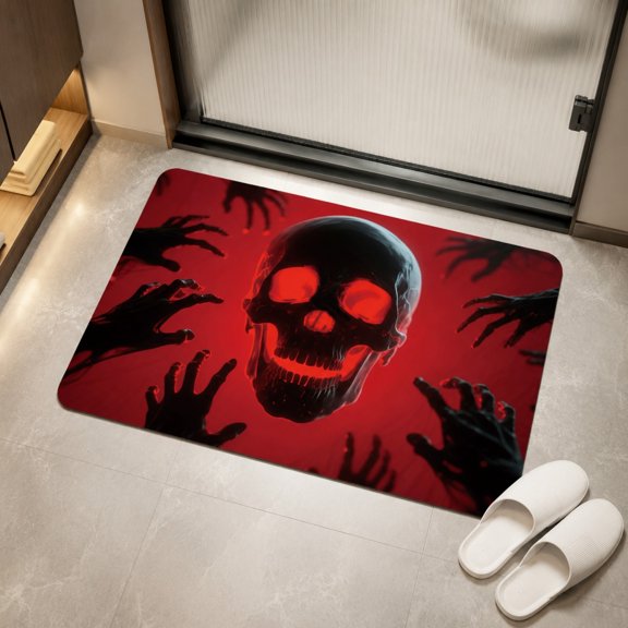 STIJGGN Halloween Outdoor Doormats, Mud Debris Scraper High Traffic Front Step Rug, Halloween Block Party Planners, Easy Stowable Holiday Entry Rug, Fall Neighborhood Gathering Front Gate Decor