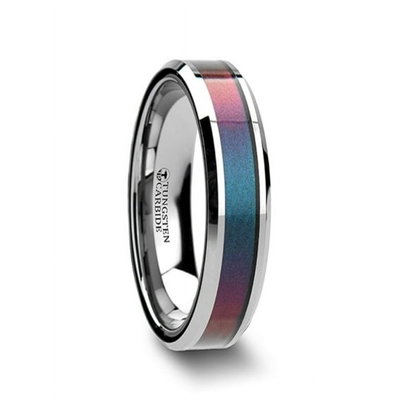 STINGRAY Tungsten Carbide Ring with Blue/Purple Color Changing Inlay - 4mm
