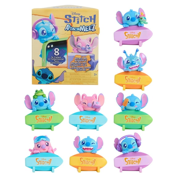 Disney Stitch Attachmeez Collectible Mini Figure Blind Box, Hangs off Books, Phones & More