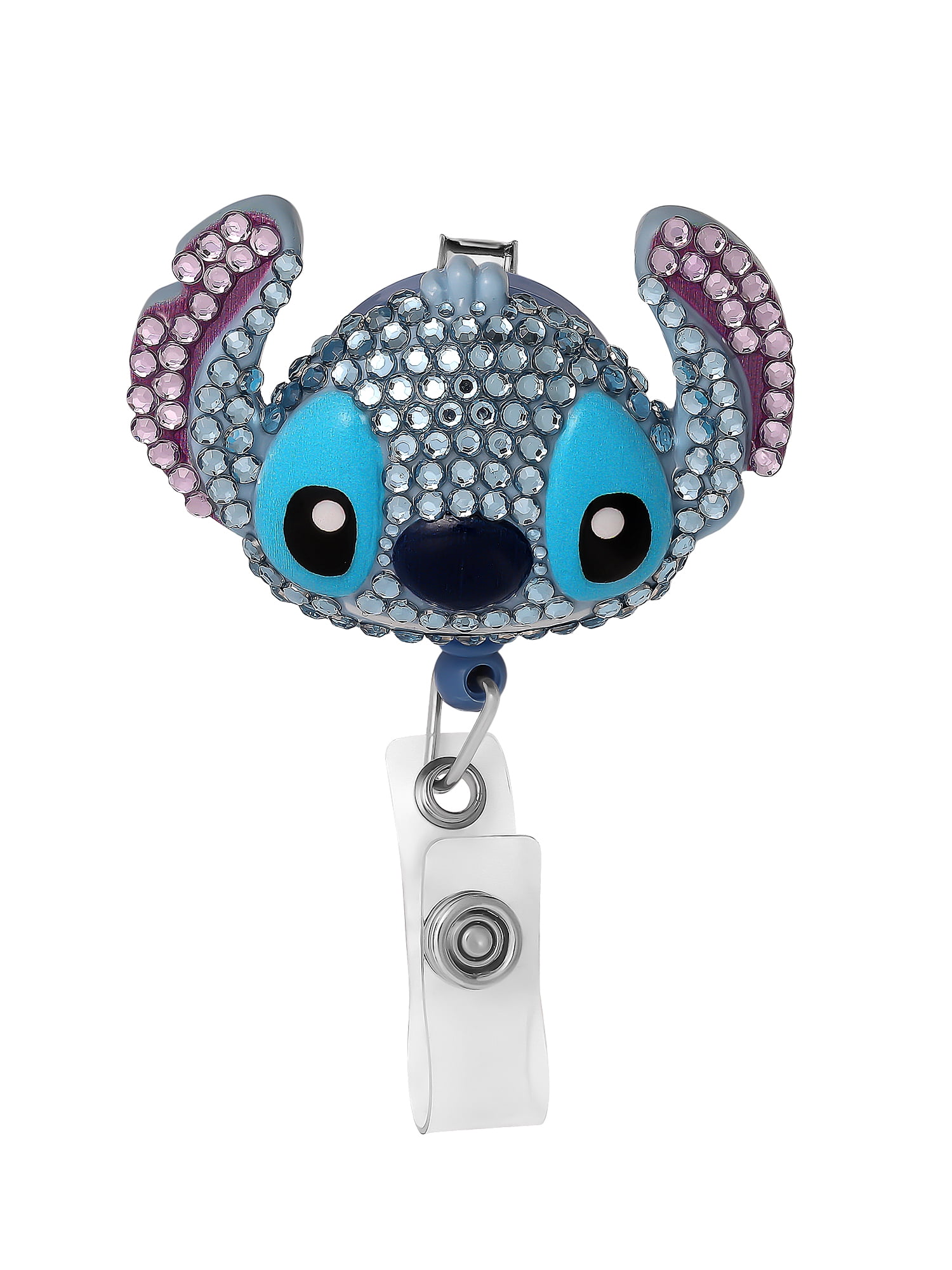 Disney Stitch Retractable Badge Reel with Crystal Accents and Alligator Clip