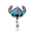 thumbnail image 1 of Disney Stitch Retractable Badge Reel with Crystal Accents and Alligator Clip, 1 of 4