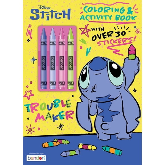 Disney Stitch 48-Page Coloring and Activity Book with 4 Crayons (Paperback)