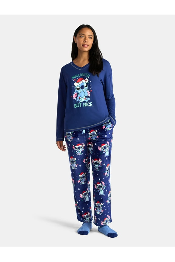 Stitch Women's and Women’s Plus Top, Pants and Socks Holiday Sleep Gift Set, 3-Piece, Sizes XS-3X