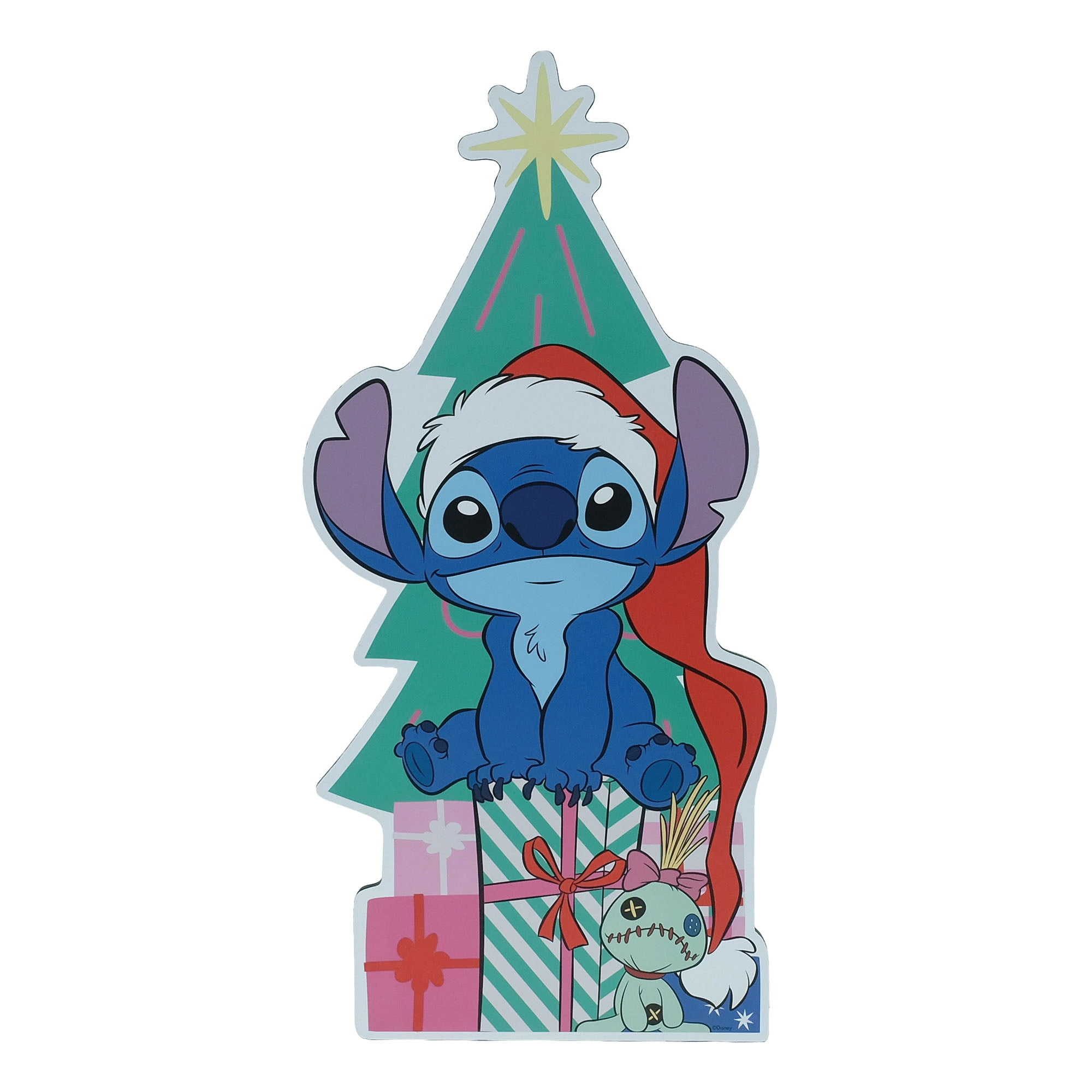 Disney Stitch Christmas MDF Greeter – 28 Inch Holiday Décor