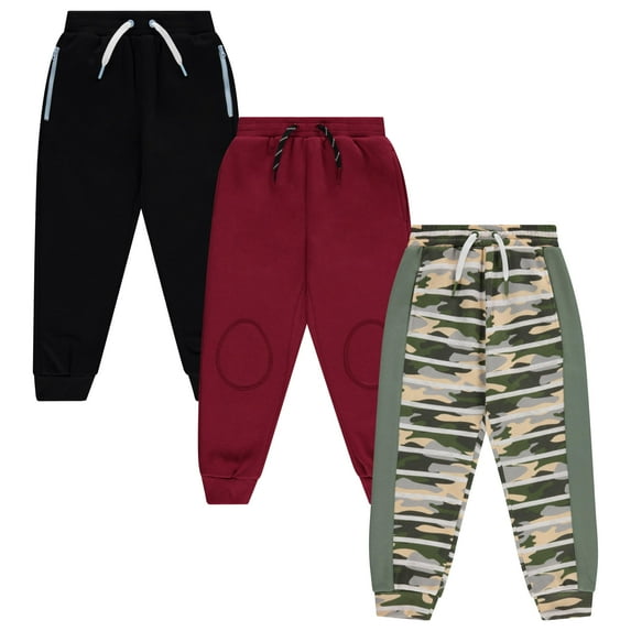STITCH & STONE Boys 3PK Joggers - Comfy and Cool Pants for Boys, CAMO , 14