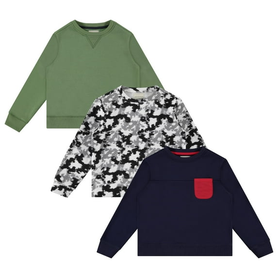 STITCH & STONE Boys 3PK Tops - Fun and Trendy Sweaters for Boys, TDYE , 14