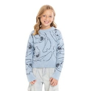 Stitch Girls Graphic Eyelash Glitter Sweater, Sizes 4-16