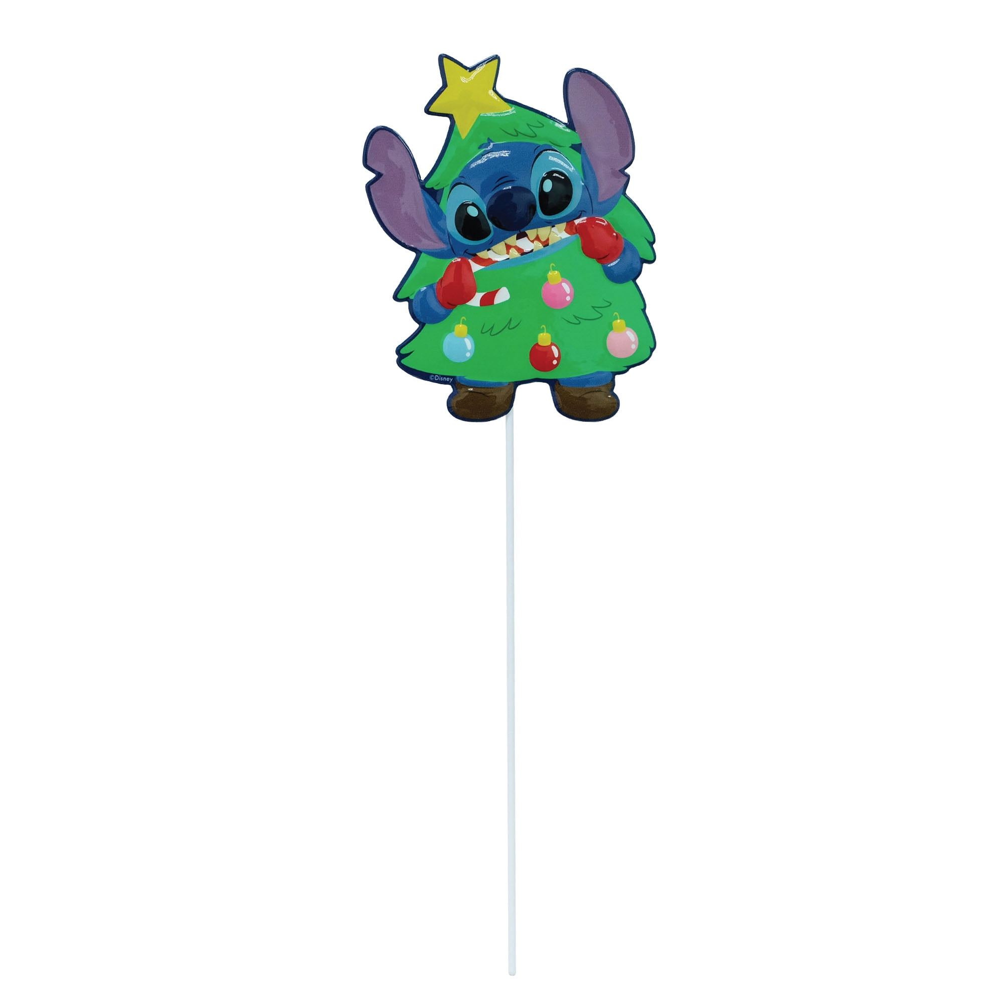 Disney Stitch Christmas Tree Mini Tin Yard Stake – 15 Inch Holiday Outdoor Decoration