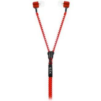 STK Universal 3.5mm Groovez Red Zip Stereo Earphones
