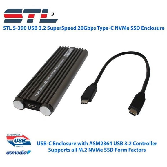 STL S-390 USB 3.2 SuperSpeed 20Gbps Type-C NVMe SSD Enclosure