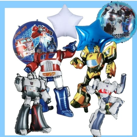 Transformers Balloon Bouquet - 8 Giant Pieces! Featuring Bumblebee, Optimus Prime,Megatron and Tank- Perfect Party Decorations!
