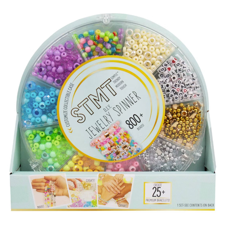 STMT DIY Jewelry Spinner Kit – 800+ Beads, Bracelet Making Kit, Spinning Storage Case, Arts & Crafts Jewelry Set