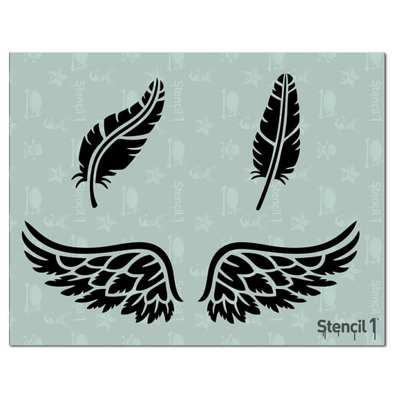 STNCL 8.5X11 FEATHERS AND WING