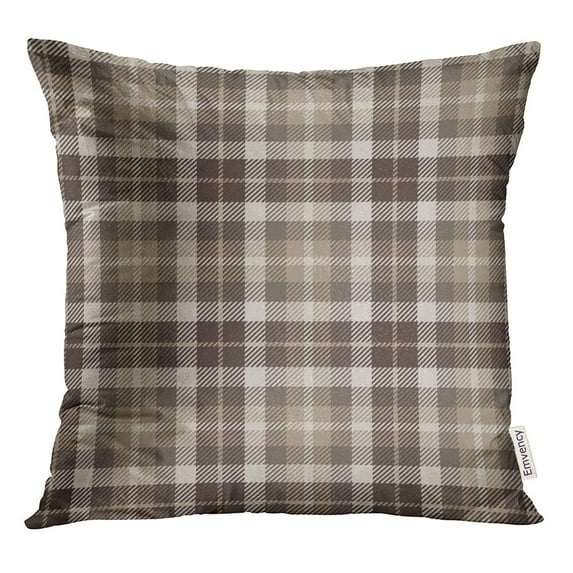 STOAG Abstract Plaid Tartan Brown Beige White Color Scottish Lumberjack Throw Pillowcase Cushion Case Cover 18x18 inch