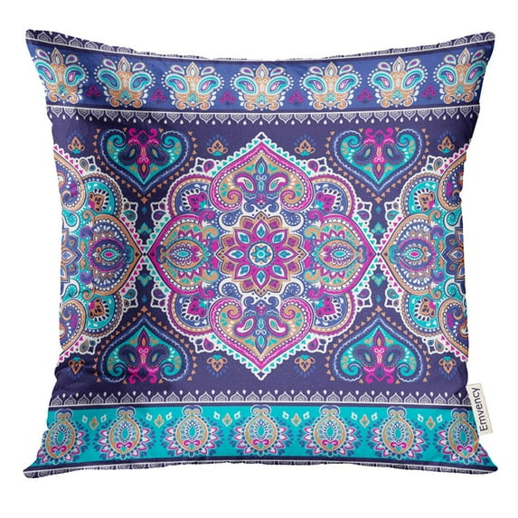 STOAG Aztec Floral Paisley Medallion Pattern Ethnic Mandala Henna Tattoo Style Coloring Book Circle Throw Pillowcase Cushion Case Cover 16x16 inch