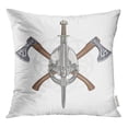 thumbnail image 1 of STOAG Battle Viking Helmet Crossed Axes Wreath of Scandinavian Pattern Medieval Throw Pillowcase Cushion Case Cover 18x18 inch, 1 of 1
