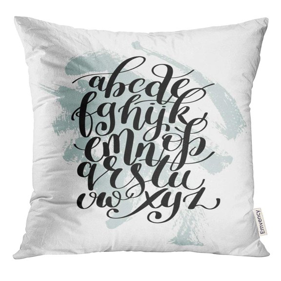 STOAG Black ABC Hand Lettering Alphabet Design Handwritten Brush Script Modern Calligraphy Cursive White Throw Pillowcase Cushion Case Cover 20x20 inch