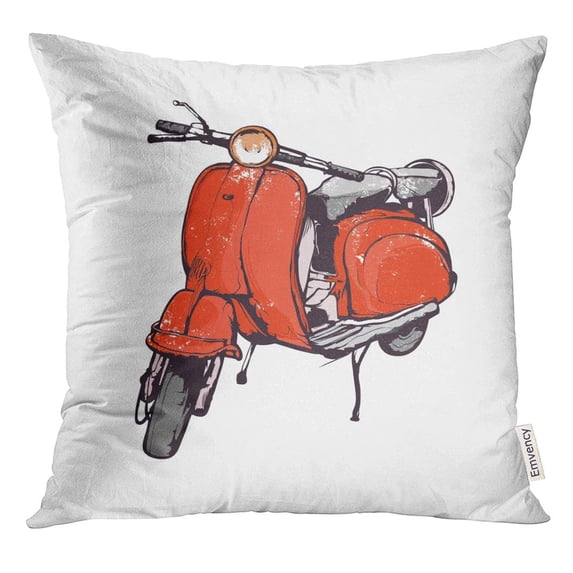 STOAG Black Vespa Vintage Hand Graphics Old Red Scooter White Travel Italy Throw Pillowcase Cushion Case Cover 16x16 inch