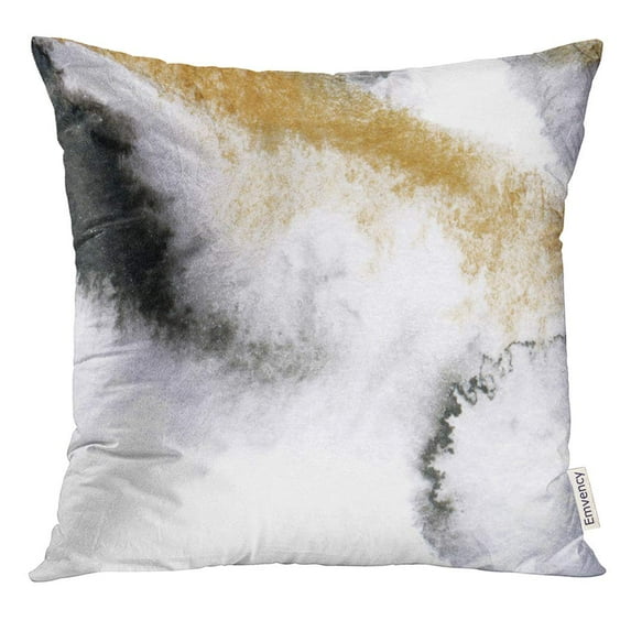 STOAG Black Watercolor with Gold Abstract Gilding Hand Gray Watercolour Wash Golden Gradient Dark Stains Spots Throw Pillowcase Cushion Case Cover 20x20 inch
