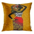 thumbnail image 1 of STOAG Blue Silhouette Beautiful Black Woman Orange Ethnic Throw Pillowcase Cushion Case Cover 16x16 inch, 1 of 1