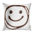 thumbnail image 1 of STOAG Brown Smile Smiley Face Made of Chocolate Syrup is White Food Liquid Throw Pillowcase Cushion Case Cover 16x16 inch, 1 of 1