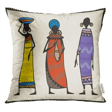 STOAG Brown Woman of Women in Traditional Aboriginal Jewelry Throw Pillowcase Cushion Case Cover 16x16 inch