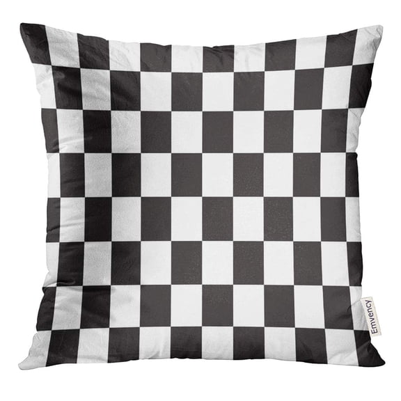 STOAG Checker Checkered Racing Flag Symbolic Design of End Car Race Black and White in Correct Size and Colors Throw Pillowcase Cushion Case Cover 16x16 inch
