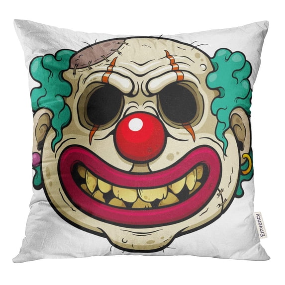 STOAG Colorful Horror of Cartoon Clown Zombie Face Joker Scary Throw Pillowcase Cushion Case Cover 20x20 inch