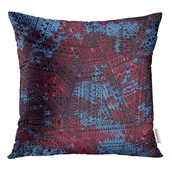 STOAG Colorful Patchwork Pattern Watercolor Blue Red and Maroon Colors Throw Pillowcase Cushion Case Cover 16x16 inch