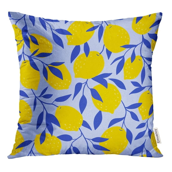STOAG Colorful Pattern Tropical Yellow Lemons Blue Fruit Bright Floral Throw Pillowcase Cushion Case Cover 20x20 inch