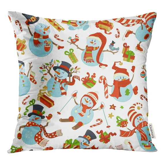 STOAG Cute Snowmen Cartoon on Snowman is Skating Skiing Singing Throw Pillowcase Cushion Case Cover 16x16 inch