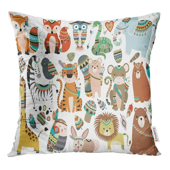 STOAG Cute Woodland and Jungle Tribal Isolated Vector Set Pattern Throw Pillowcase Cushion Case Cover 16x16 inch