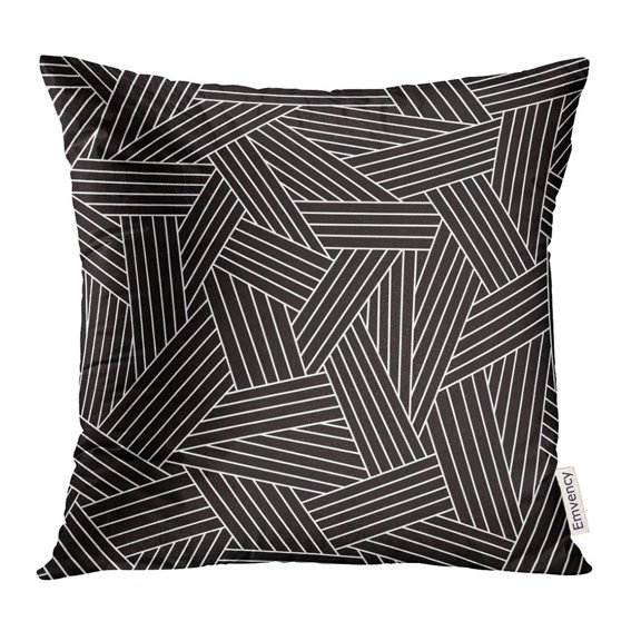 STOAG Dark with Interweaving of Thin Light Lines Simple Ornamental Black and White Covering Traditional Throw Pillowcase Cushion Case Cover 16x16 inch